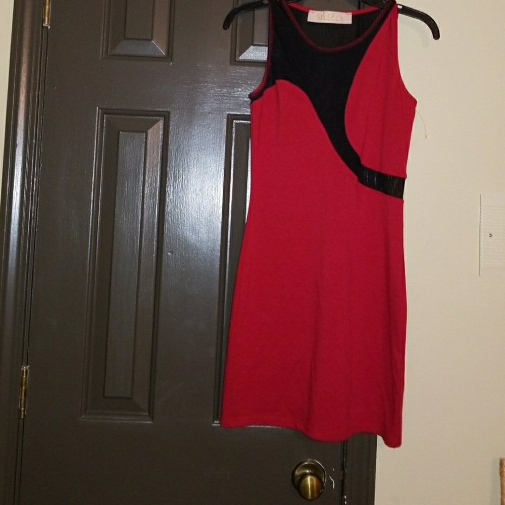 Red and Black Sexy Mesh Dress